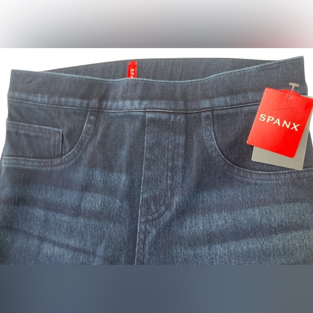 Spanx Women's Jeggings Small NWT Blue Denim Faux Front Pockets Back Pockets